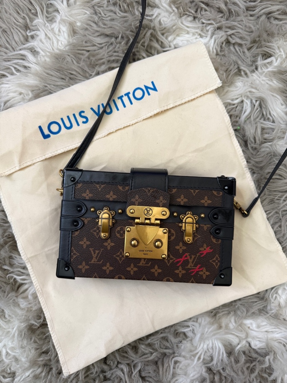 LV Petite Trunk Crossbody - Monogram Canvas with Black Trim
